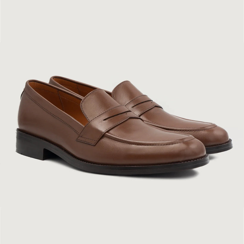 Baxton Kafe Leather Loafers për meshkuj