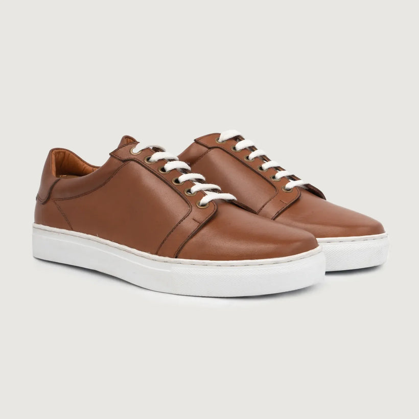Carter Runn Tan Leather Sneakers për meshkuj