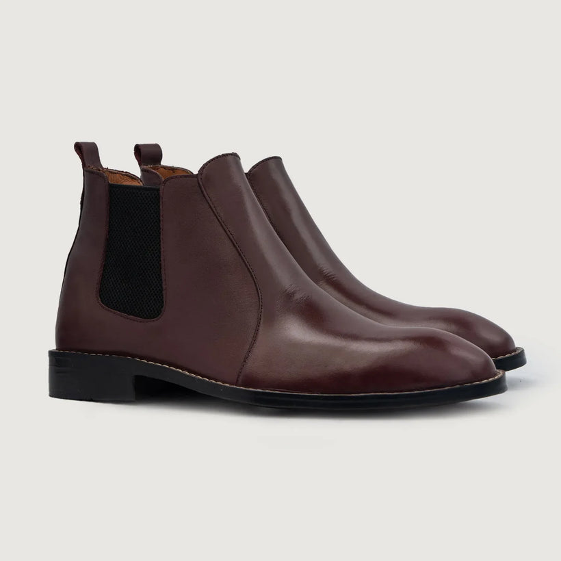 Clarkson Chelsea Maroon Leather Boots për meshkuj