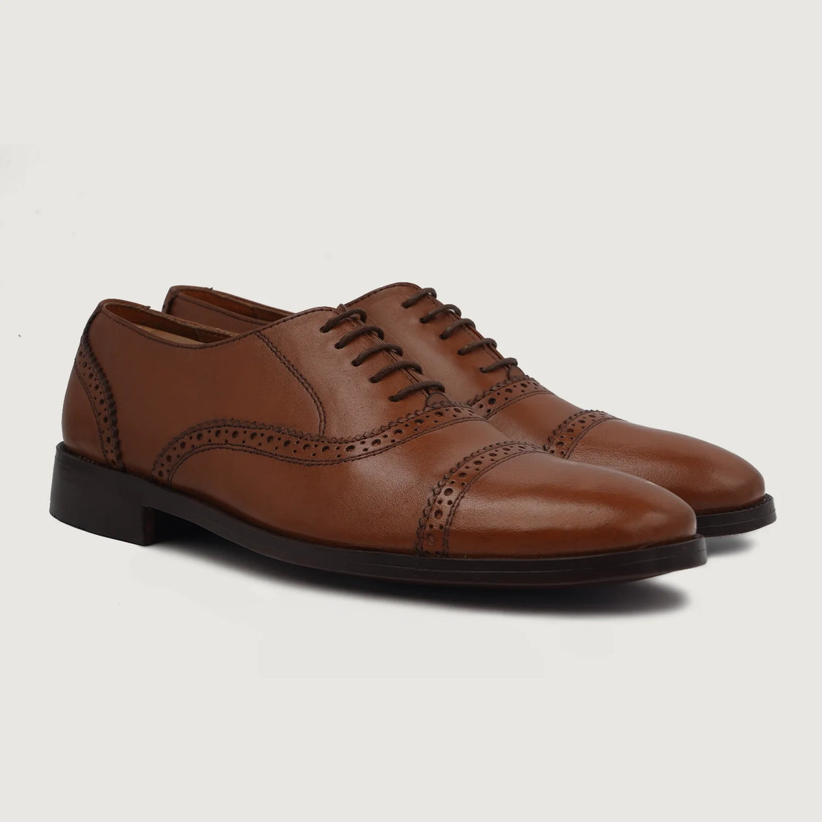 Greyson Brogues Oxford Kafe e çelët Këpucë lëkure për Meshkuj For Men in Tan Full-Grain Leather - Pamje anësore | Bli online