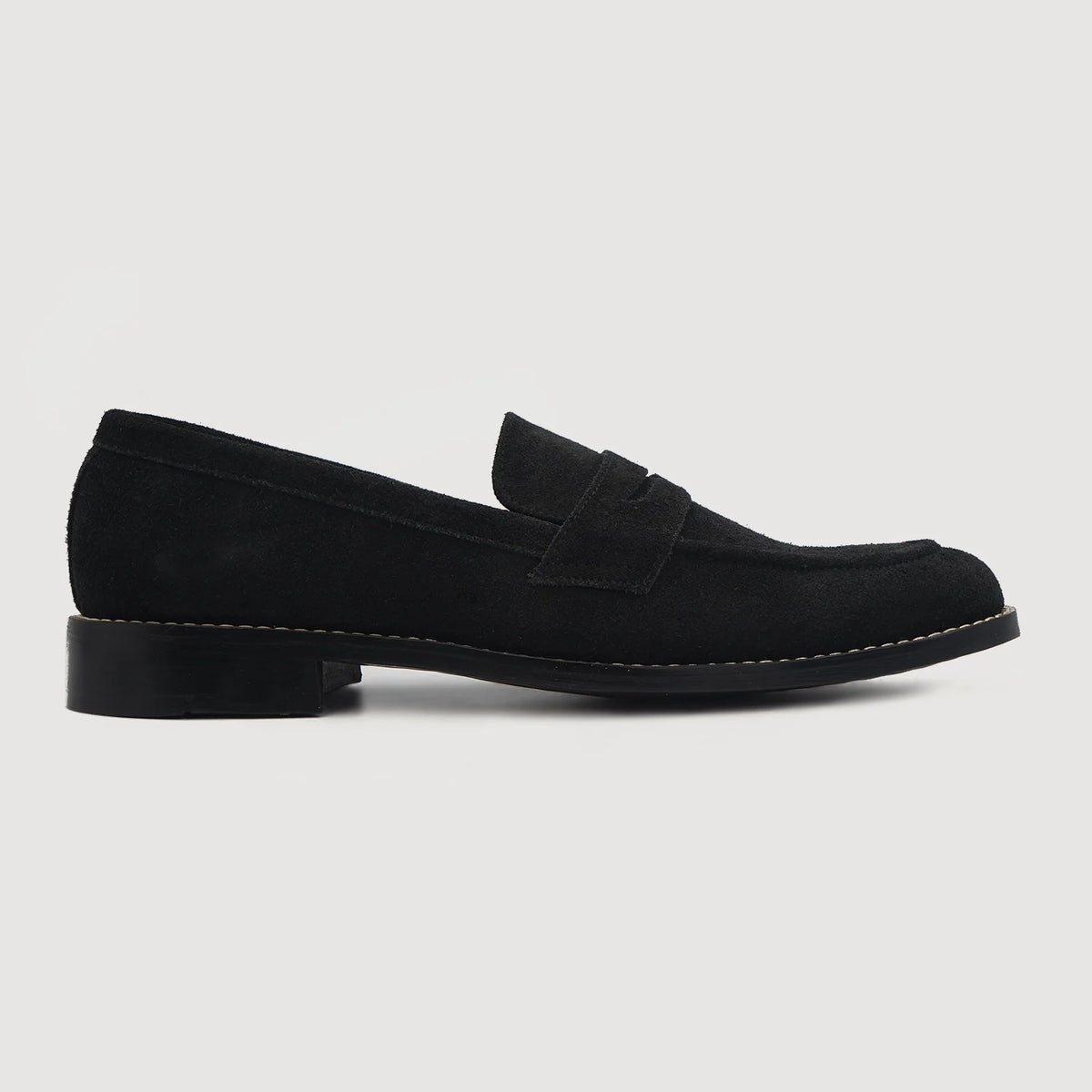 Black Goatskin Suede Leather Loafers - Strukturë e qepur Goodyear welt dhe maja e këpucës