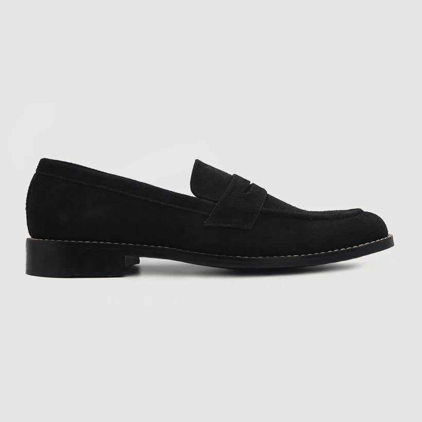 Baxton E zezë Suede Leather Loafers për meshkuj