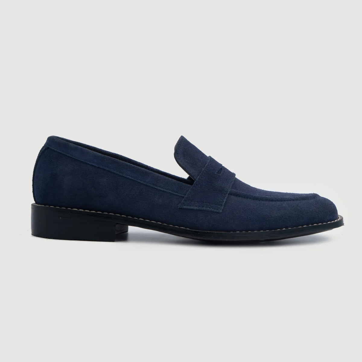 Midnight Blue Goatskin Suede Leather Loafers - Strukturë e qepur Goodyear welt dhe maja e këpucës