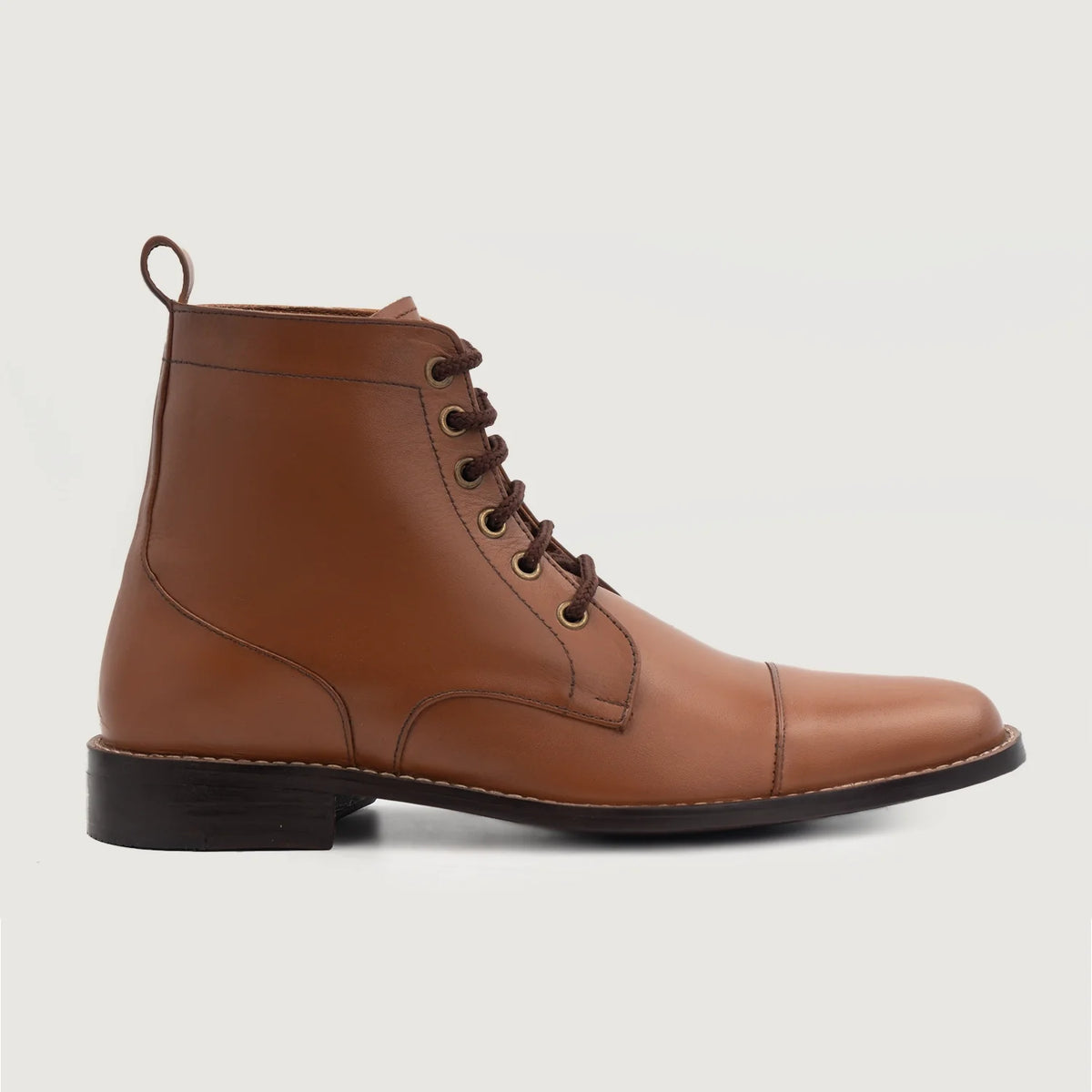 Tan Full-Grain leather Boots - Strukturë e qepur Goodyear welt dhe maja e këpucës