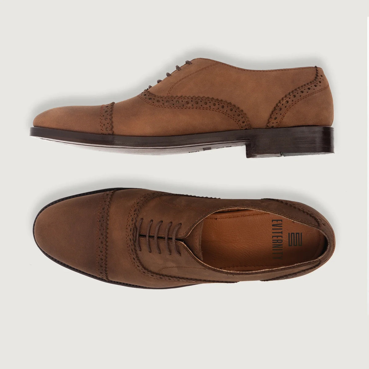 Greyson Brogues Oxford Oil Pull-up Kafe Këpucë lëkure për Meshkuj - Pjesë e pasme e thembrës e përforcuar dhe qepje dyshe precize
