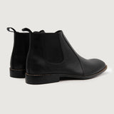 High-Traction Rubber Outsole & Lug Tread Pattern on Clarkson Chelsea Black Leather Boots For Men