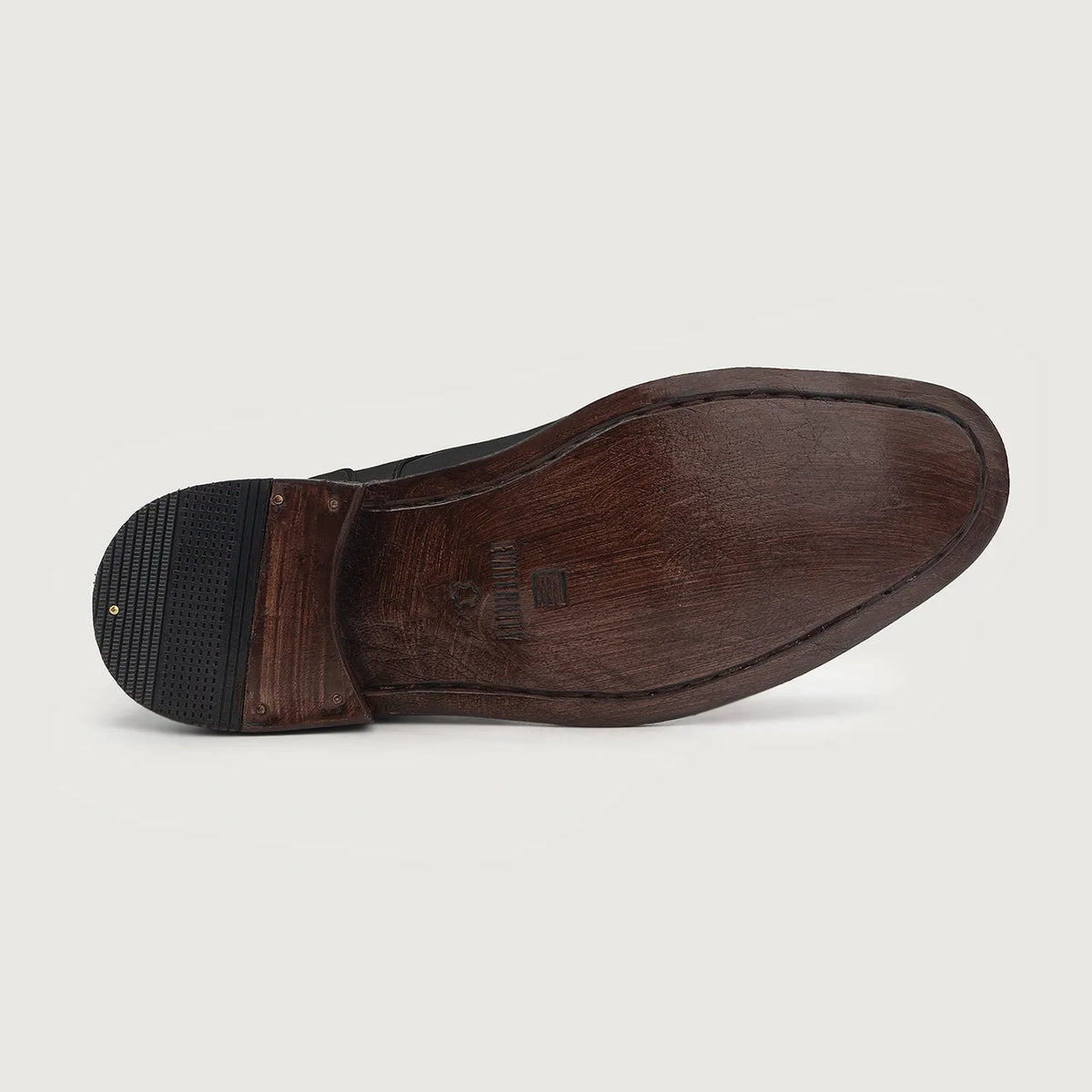 High-Traction Rubber Outsole & Lug Tread Pattern on Knight Derby E zezë Çizme lëkure për Meshkuj For Men