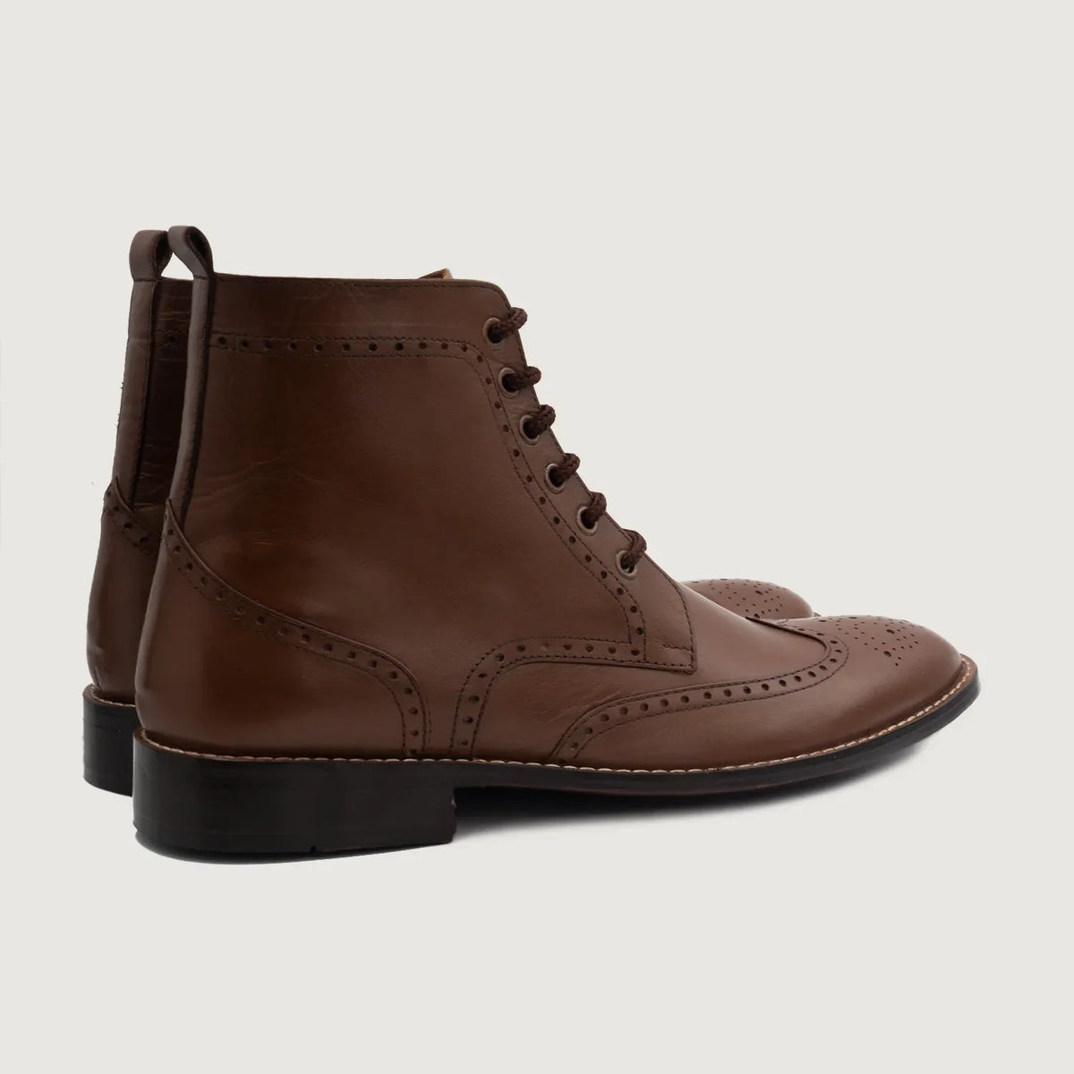 Duster Brogues Derby Kafe Çizme lëkure për Meshkuj - Pamje anësore me prerje ergonomike të mëngëve