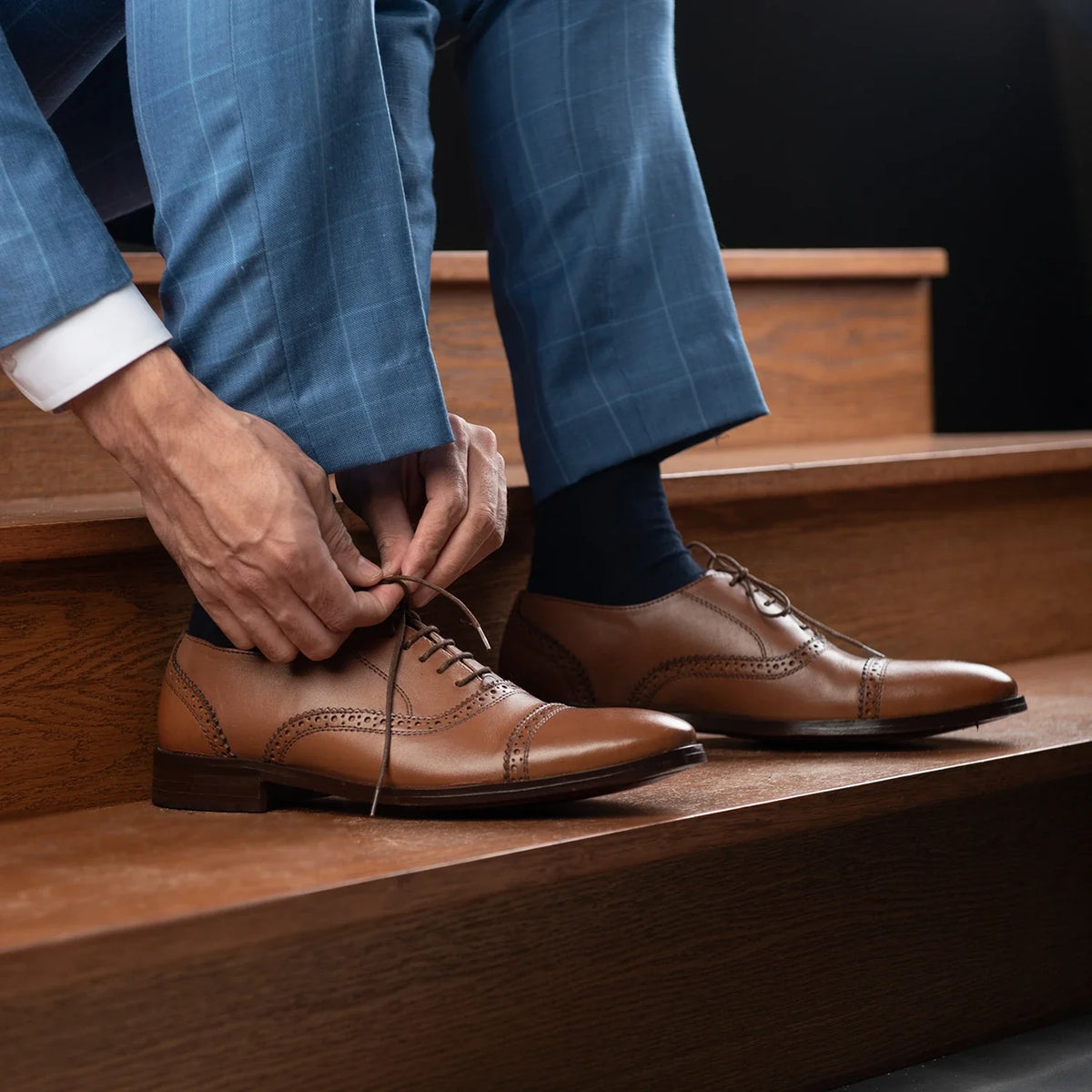 Orlaven Greyson Brogues Oxford Kafe e çelët Këpucë lëkure për Meshkuj footwear image 9