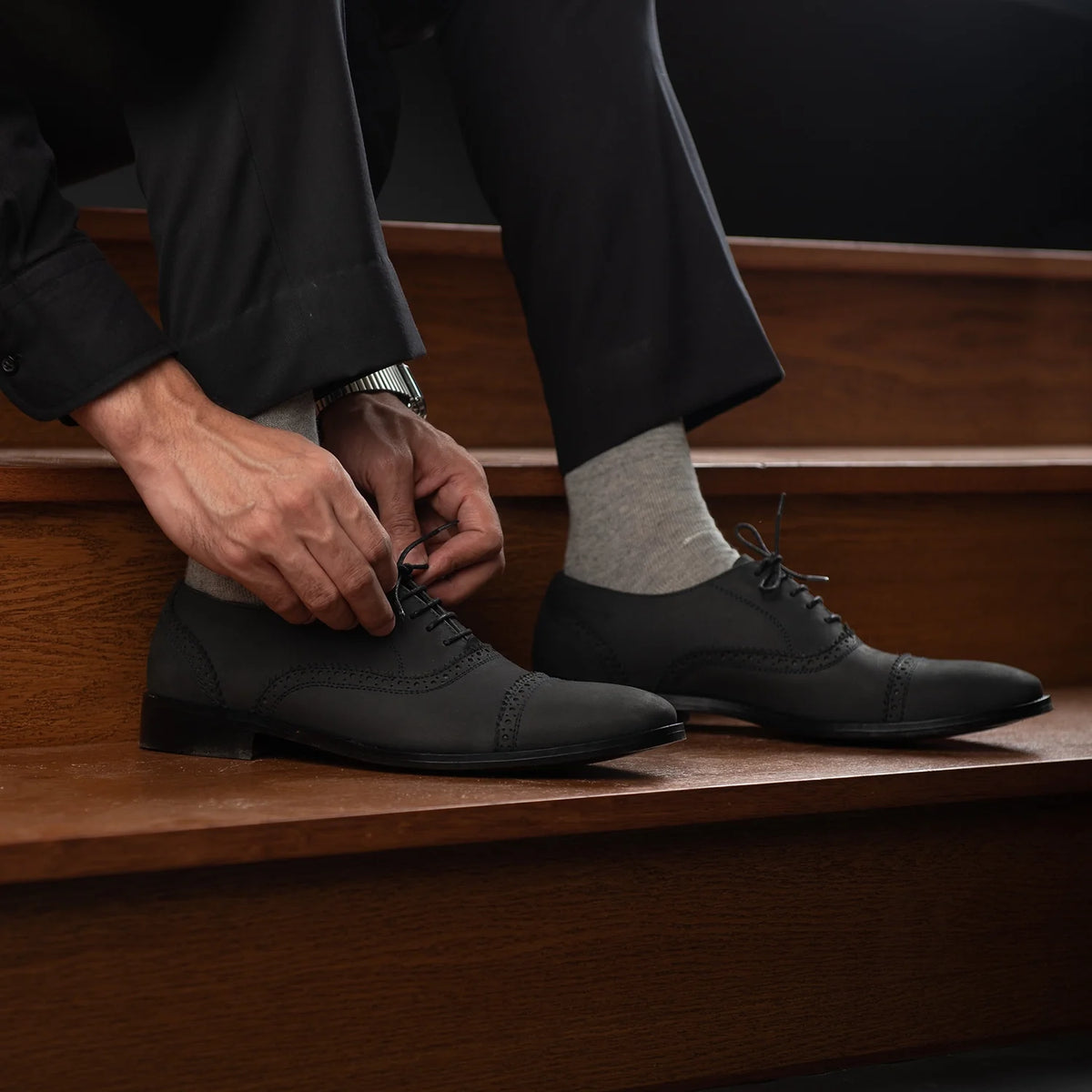 Orlaven Greyson Brogues Oxford E zezë Nubuck Këpucë lëkure për Meshkuj footwear image 9