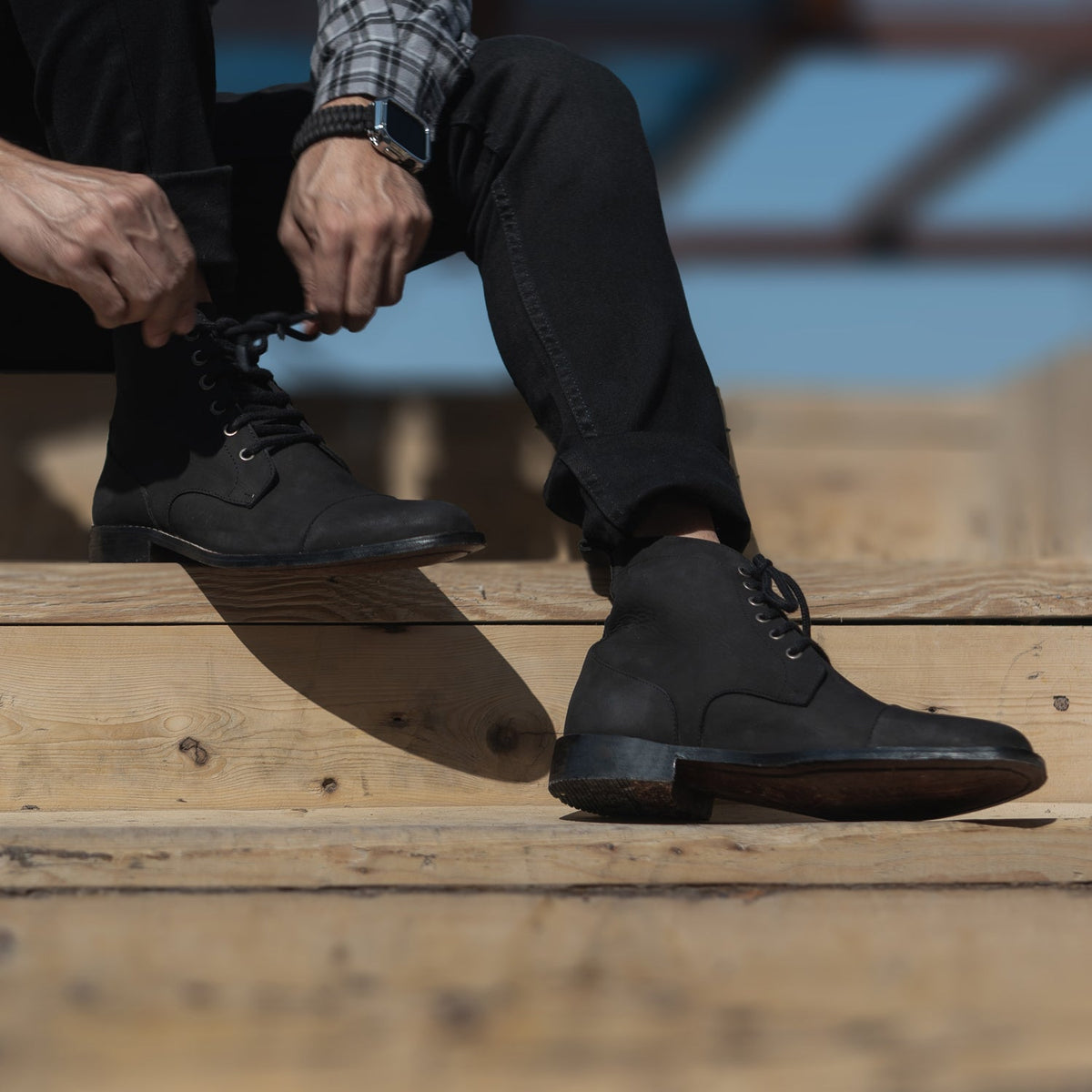 Orlaven Knight Derby E zezë Nubuck Çizme lëkure për Meshkuj footwear image 10