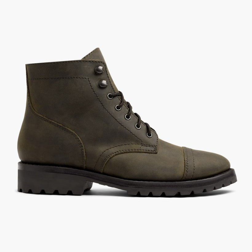 Captain StormKing® Dark Olive Matte Leather Boots për meshkuj