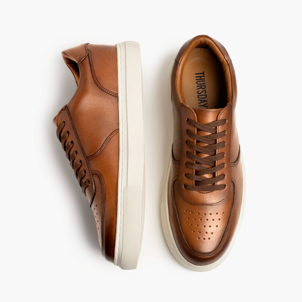 Court Toffee x Off-White Atlete lëkure për Meshkuj - Pjesë e pasme e thembrës e përforcuar dhe qepje dyshe precize