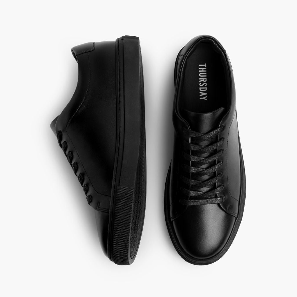 Encore Jet Black Leather Sneakers - Pjesë e pasme e thembrës e përforcuar dhe qepje dyshe precize