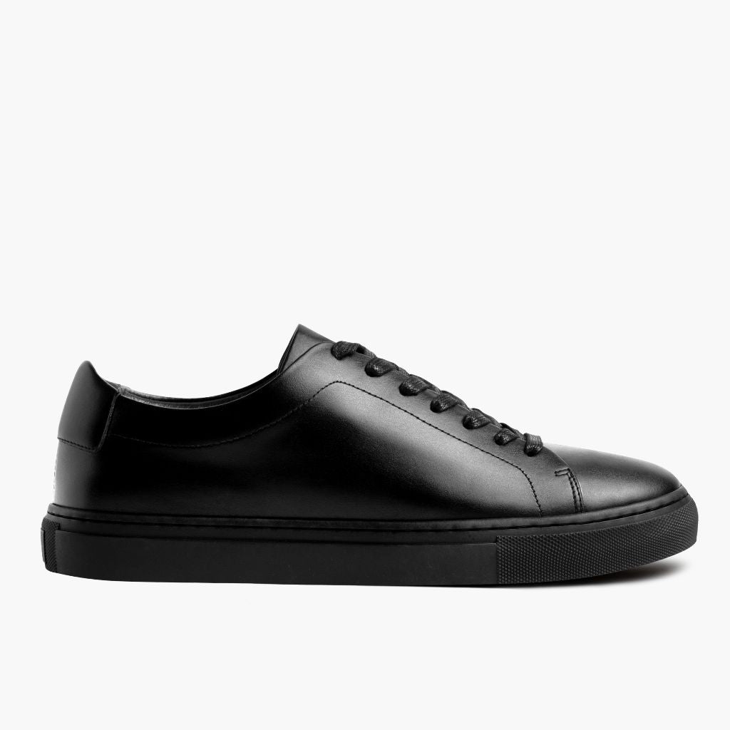 Black Full-Grain leather Sneakers - Strukturë e qepur Goodyear welt dhe maja e këpucës