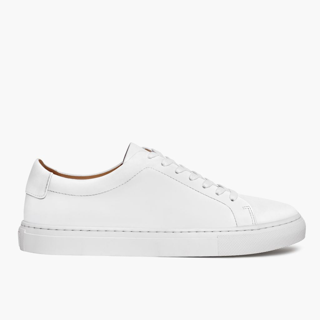 White Full-Grain leather Sneakers - Strukturë e qepur Goodyear welt dhe maja e këpucës