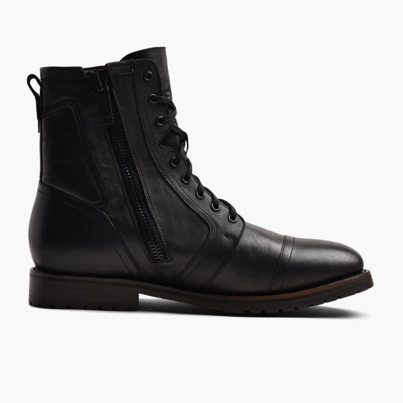 Casa Moto E zezë Leather Boots për meshkuj