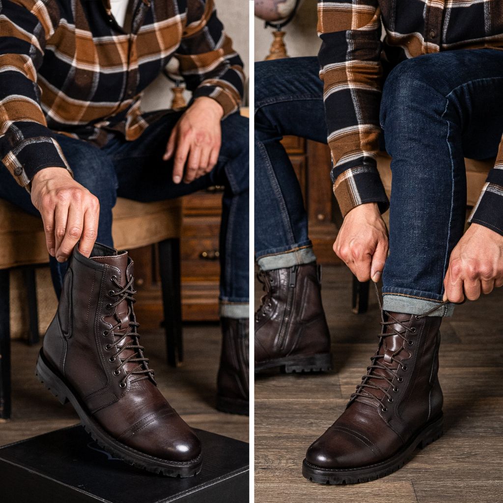 Tailored Rib Cuffs & Hem Craftsmanship Construction Detail on Casa Moto Old English Çizme lëkure për Meshkuj