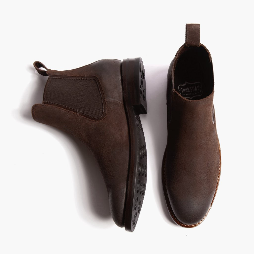 Duke Chocolate Suede Çizme lëkure për Meshkuj - Pjesë e pasme e thembrës e përforcuar dhe qepje dyshe precize