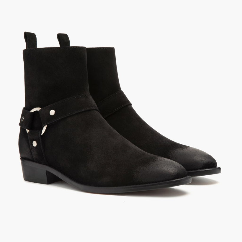 Harness E zezë Suede Çizme lëkure për Meshkuj