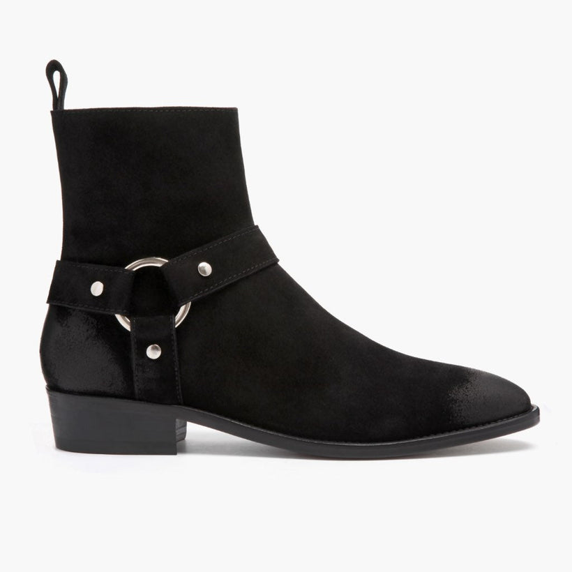 Harness E zezë Suede Çizme lëkure për Meshkuj