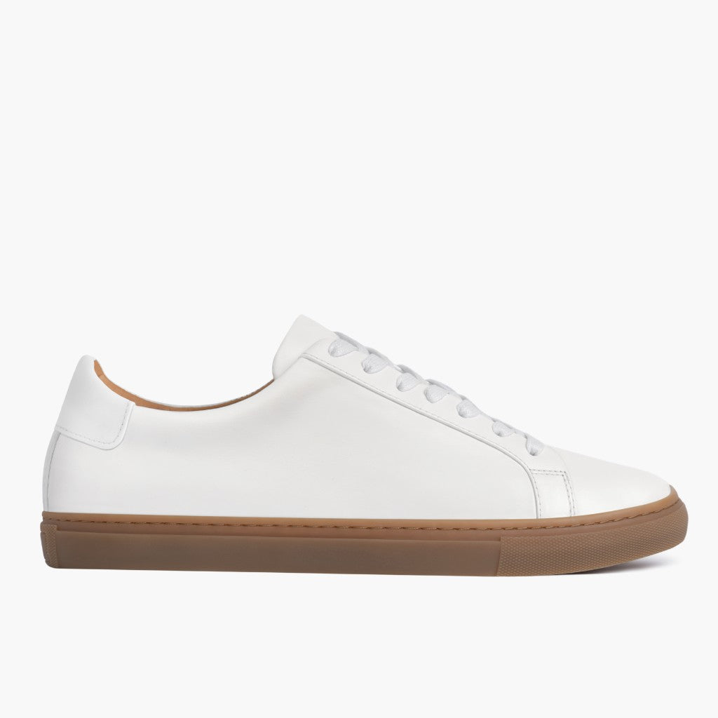 White Full-Grain leather Sneakers - Strukturë e qepur Goodyear welt dhe maja e këpucës