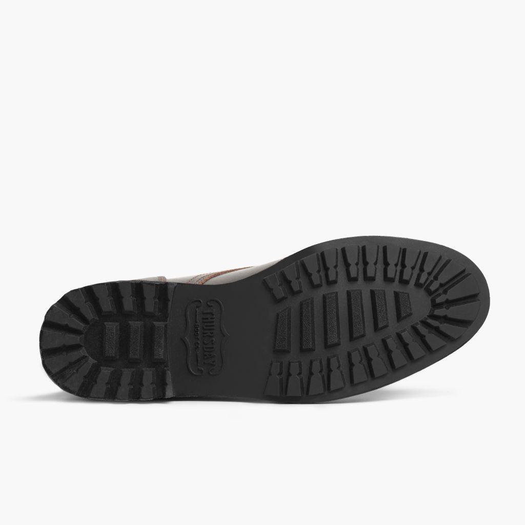 High-Traction Rubber Outsole & Lug Tread Pattern on Logger Waxed Cacao Çizme lëkure për Meshkuj