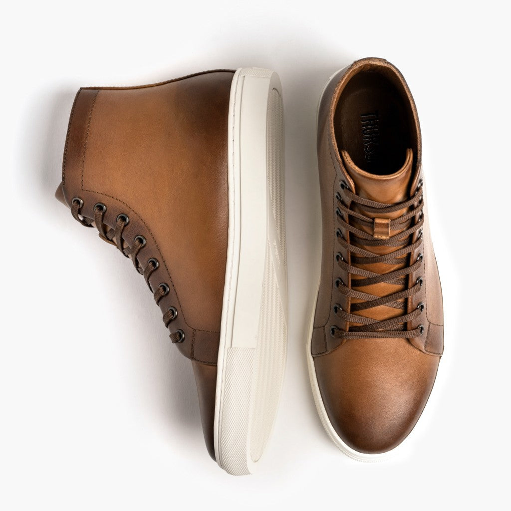 Premier High Top Toffee Atlete lëkure për Meshkuj For Men - Pjesë e pasme e thembrës e përforcuar dhe qepje dyshe precize