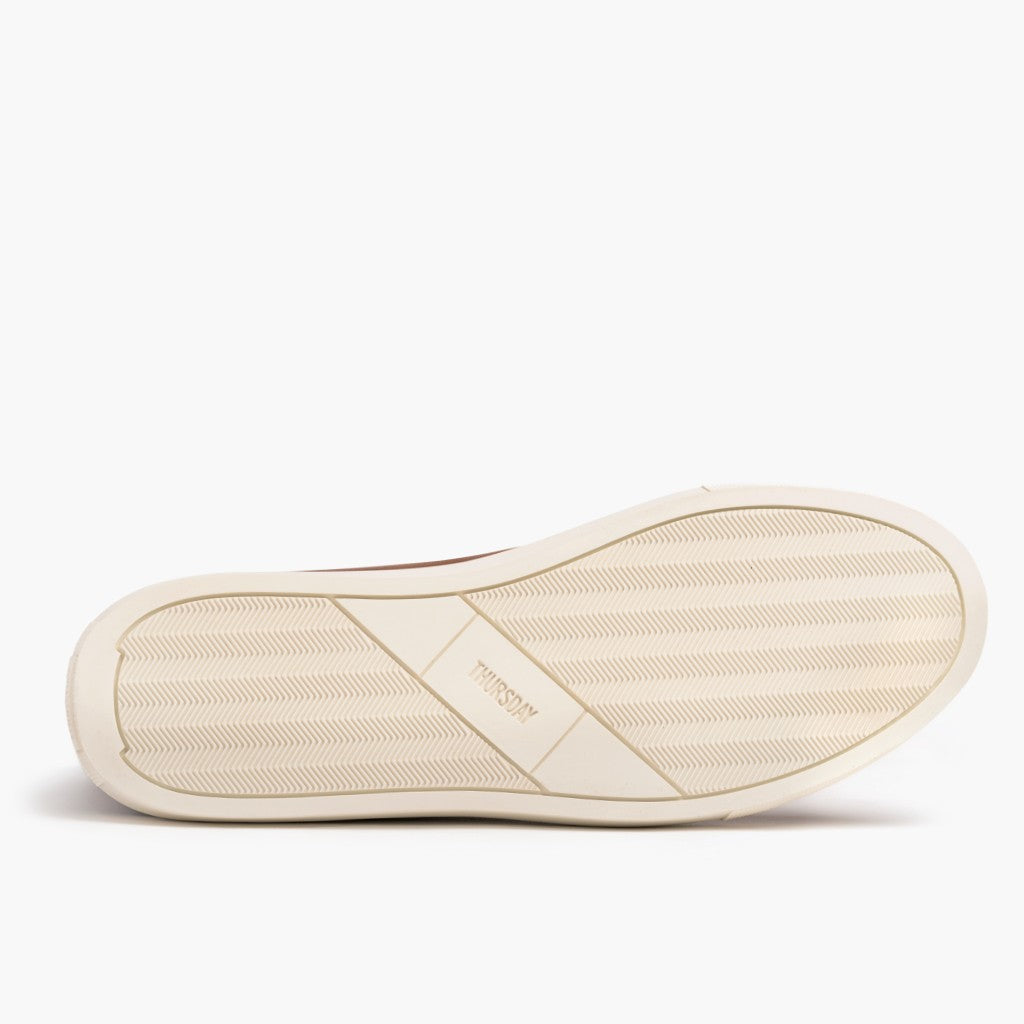 High-Traction Rubber Outsole & Lug Tread Pattern on Premier High Top Toffee Atlete lëkure për Meshkuj For Men