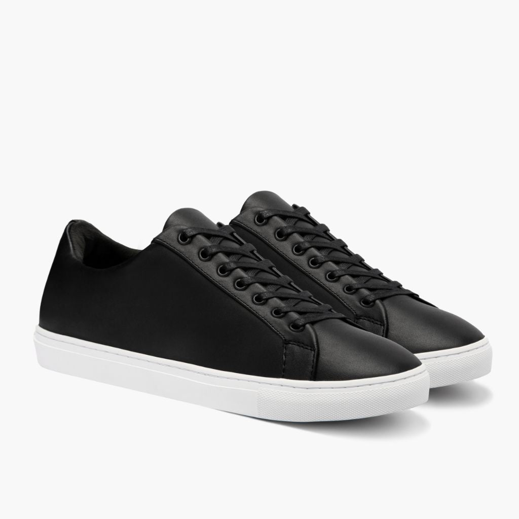 Premier Low Top E zezë Atlete lëkure për Meshkuj For Men në lëkurë të vërtetë viçi të zezë - Pamje anësore | Bli online