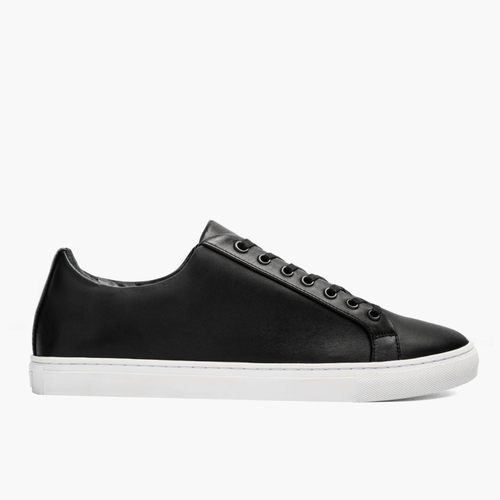 Black Full-Grain leather Sneakers - Strukturë e qepur Goodyear welt dhe maja e këpucës