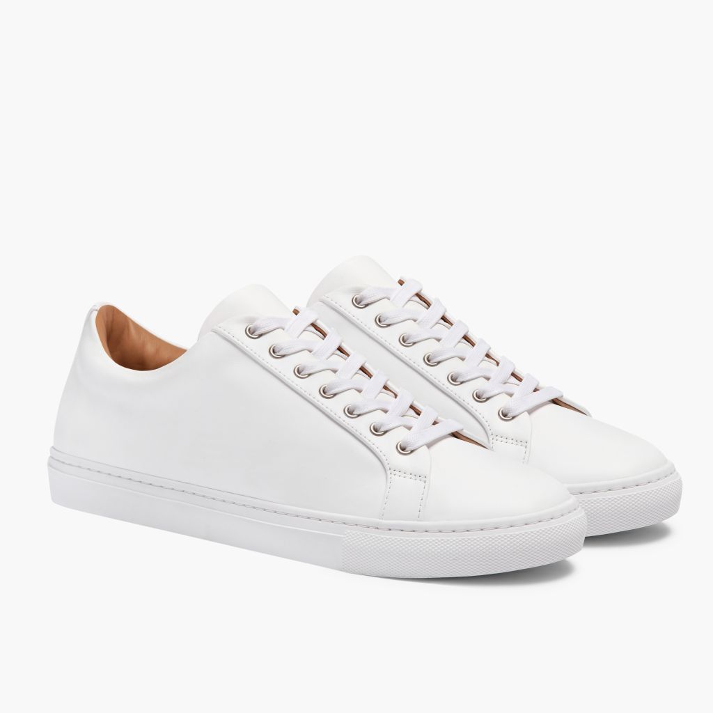 Premier Low Top White Atlete lëkure për Meshkuj For Men in White Full-Grain Leather - Pamje anësore | Bli online
