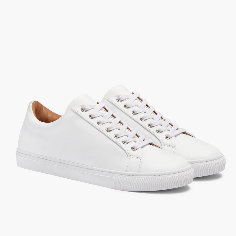 Premier Low Top White Leather Sneakers për meshkuj