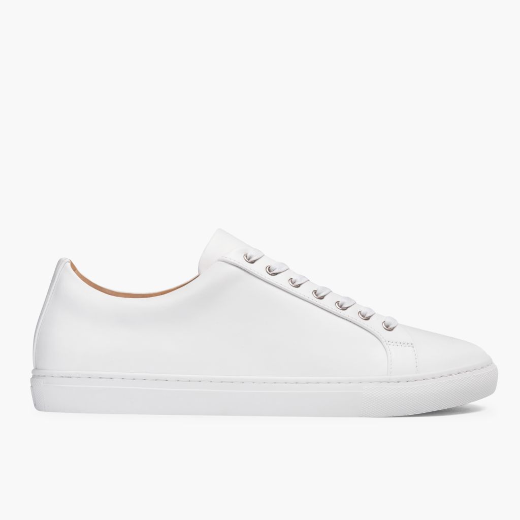 White Full-Grain leather Sneakers - Strukturë e qepur Goodyear welt dhe maja e këpucës