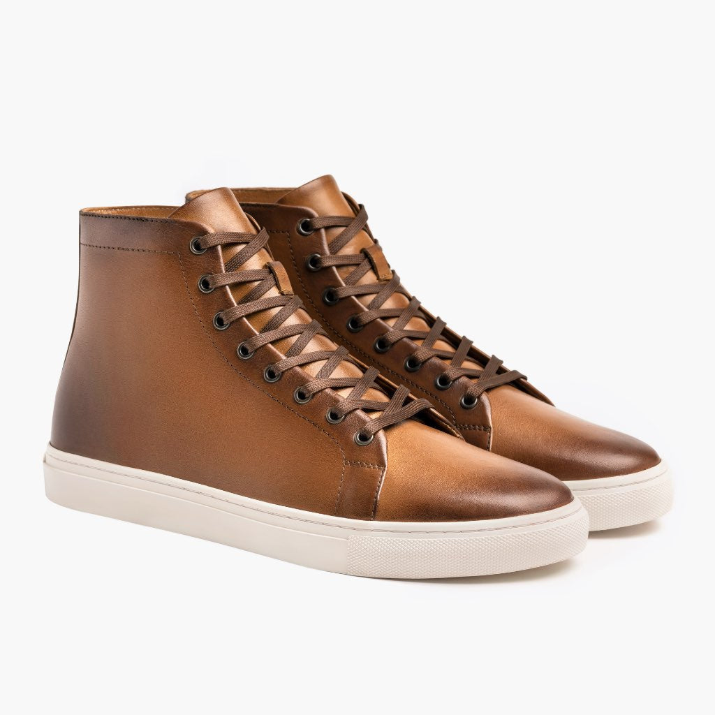 Premier High Top Toffee Atlete lëkure për Meshkuj For Men in Classic Full-Grain Leather - Pamje anësore | Bli online