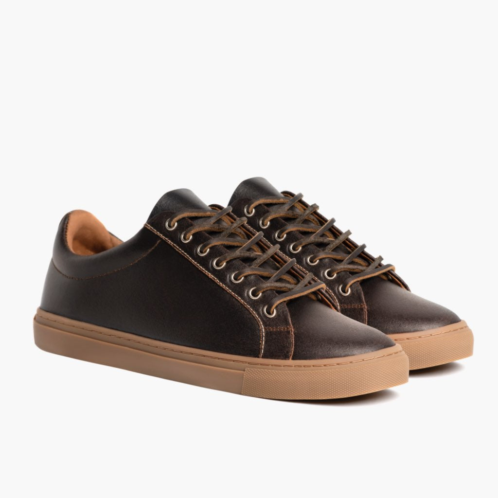 Premier Low Top Cacao Atlete lëkure për Meshkuj For Men in Classic Full-Grain Leather - Pamje anësore | Bli online
