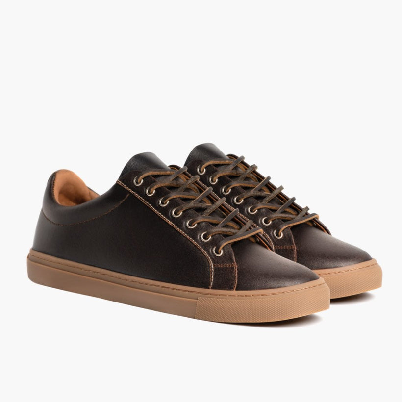 Premier Low Top Cacao Leather Sneakers për meshkuj