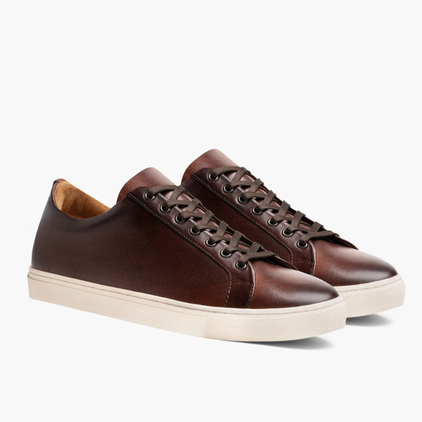 Premier Low Top Coffee Leather Sneakers për meshkuj