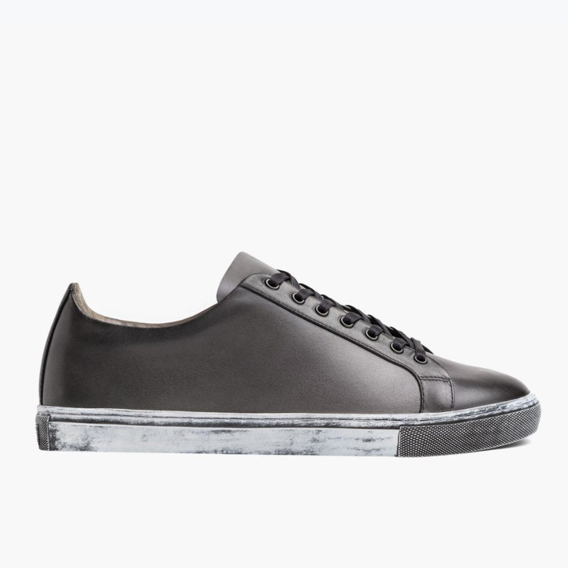 Premier Low Top Distressed Grey Leather Sneakers për meshkuj