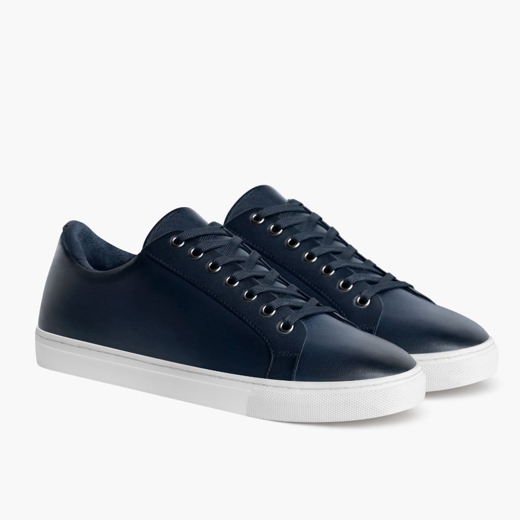 Premier Low Top Deep Blu Atlete lëkure për Meshkuj For Men in Blue Full-Grain Leather - Pamje anësore | Bli online