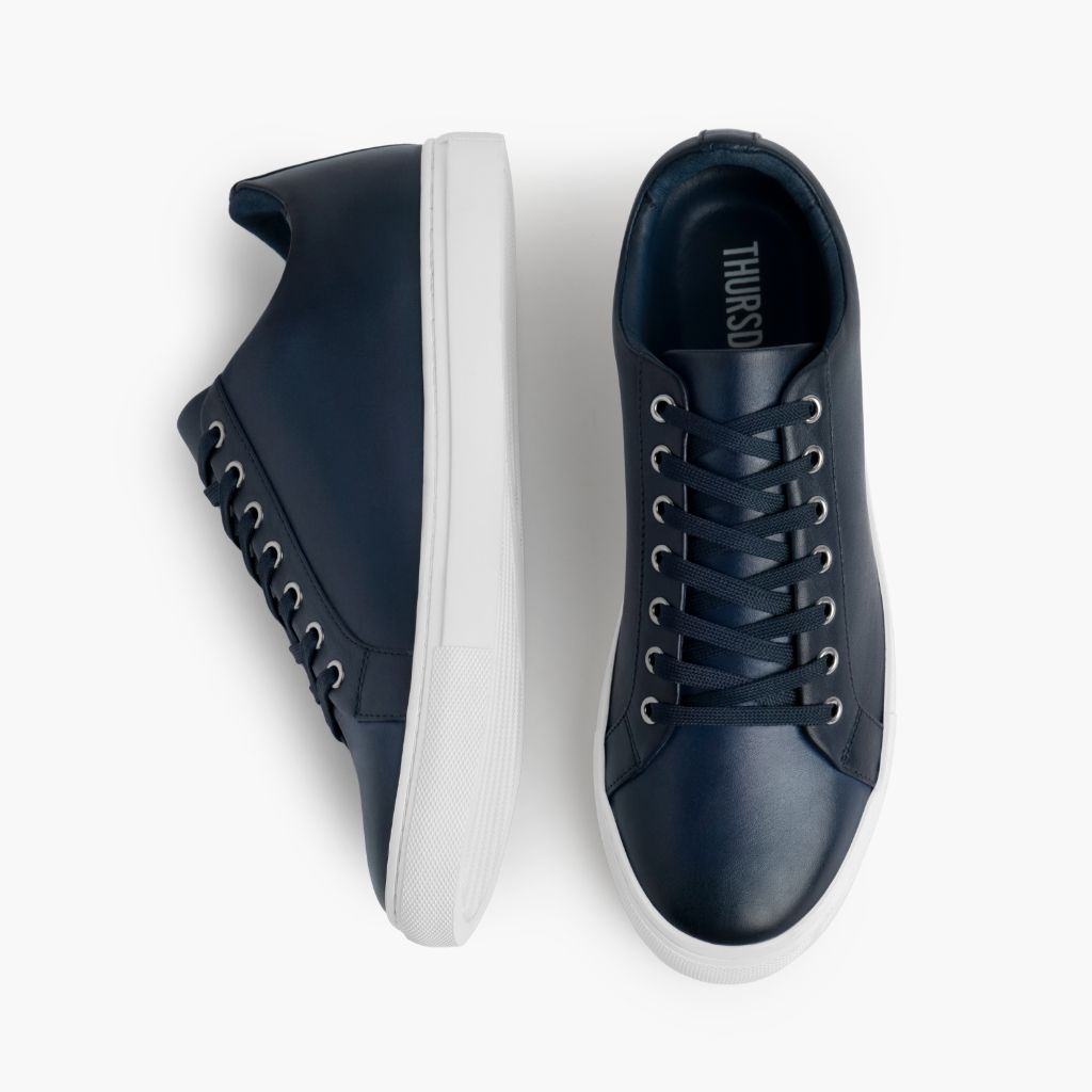 Premier Low Top Deep Blu Atlete lëkure për Meshkuj For Men - Pjesë e pasme e thembrës e përforcuar dhe qepje dyshe precize