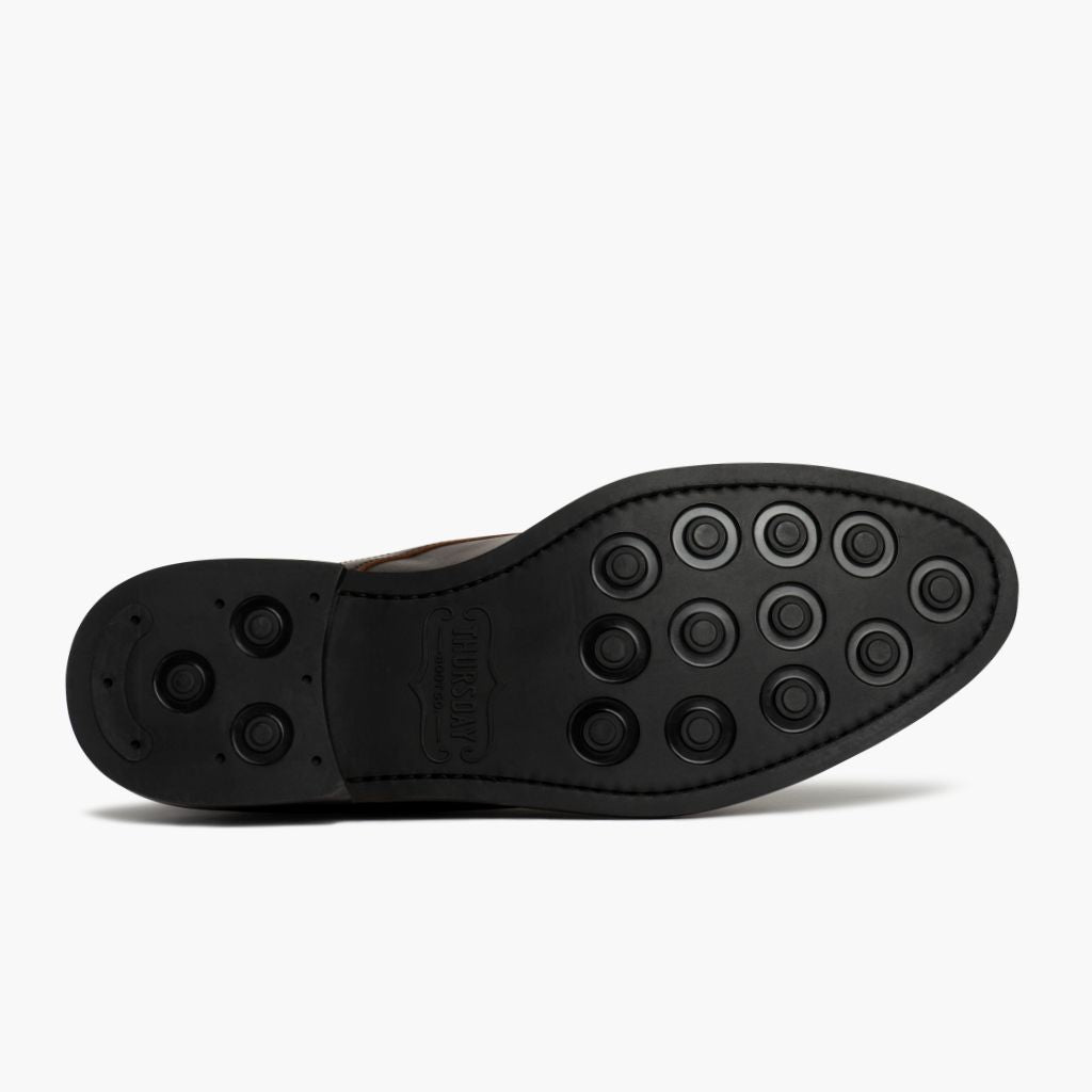 High-Traction Rubber Outsole & Lug Tread Pattern on Cadet Rich Mahogany Çizme lëkure për Meshkuj