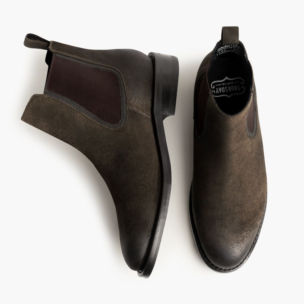 Duke Dark Olive Suede Çizme lëkure për Meshkuj - Pjesë e pasme e thembrës e përforcuar dhe qepje dyshe precize