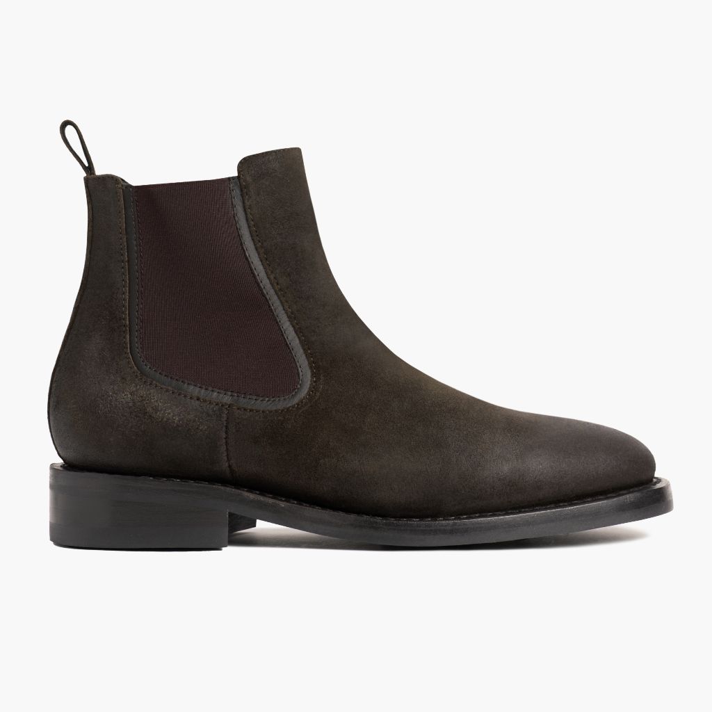 Olive Goatskin Suede Leather Boots - Strukturë e qepur Goodyear welt dhe maja e këpucës