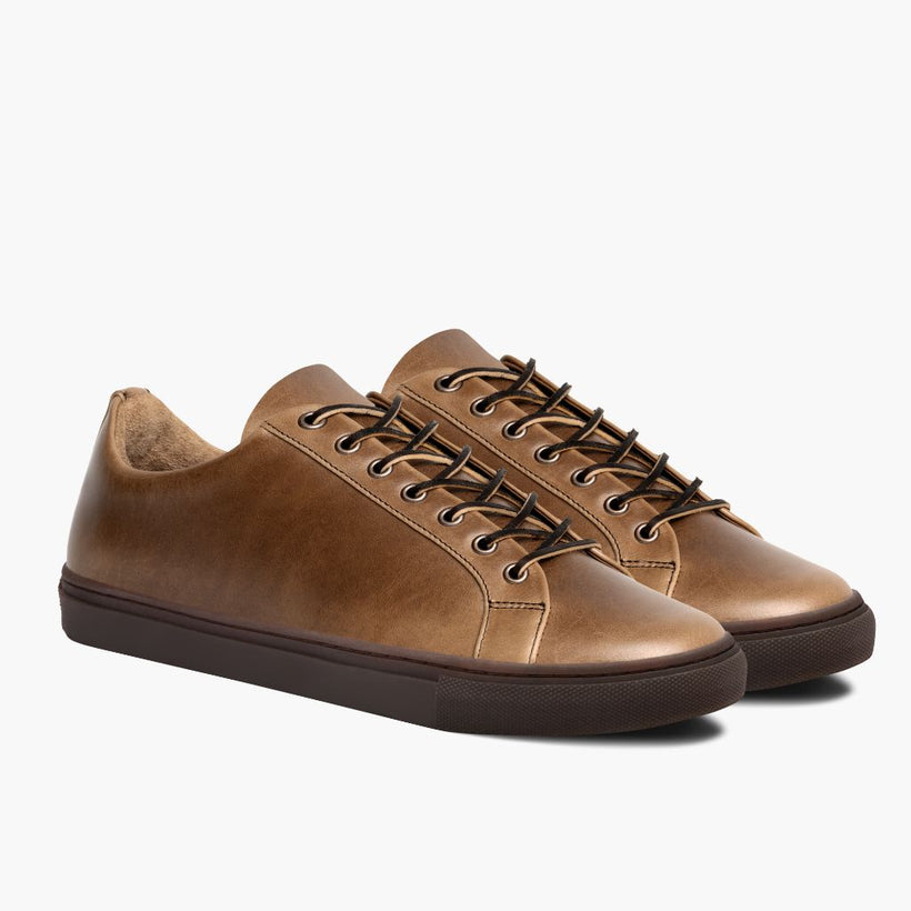 Premier Low Top Natural Leather Sneakers për meshkuj
