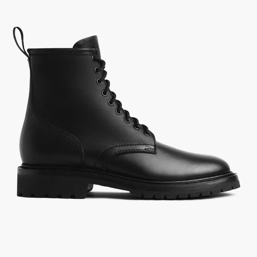 Stomper E zezë (No Zipper) Leather Boots për meshkuj