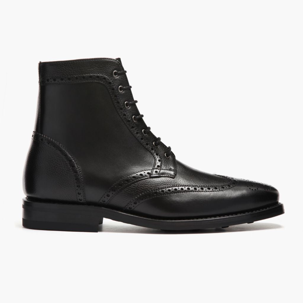 Black Full-Grain leather Boots - Strukturë e qepur Goodyear welt dhe maja e këpucës