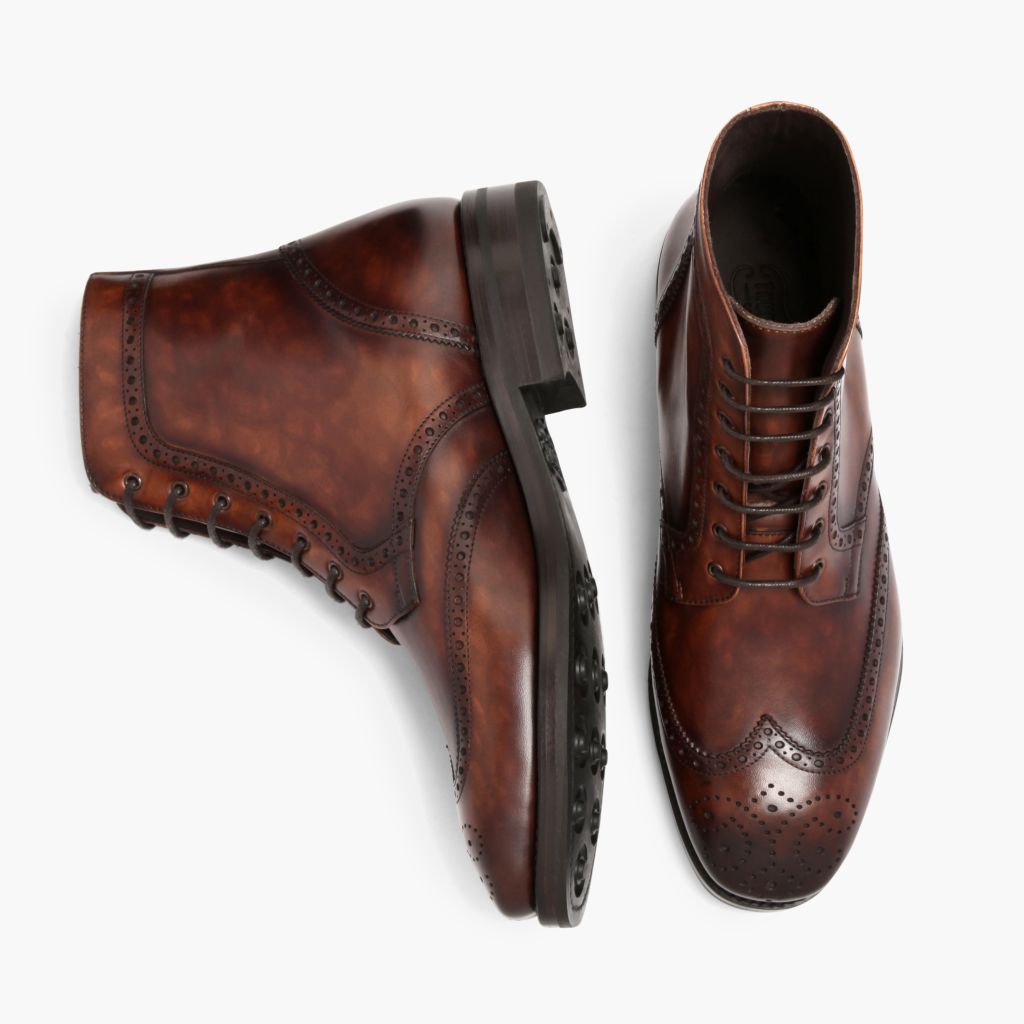 Wingtip Color #77 Çizme lëkure për Meshkuj For Men - Pjesë e pasme e thembrës e përforcuar dhe qepje dyshe precize
