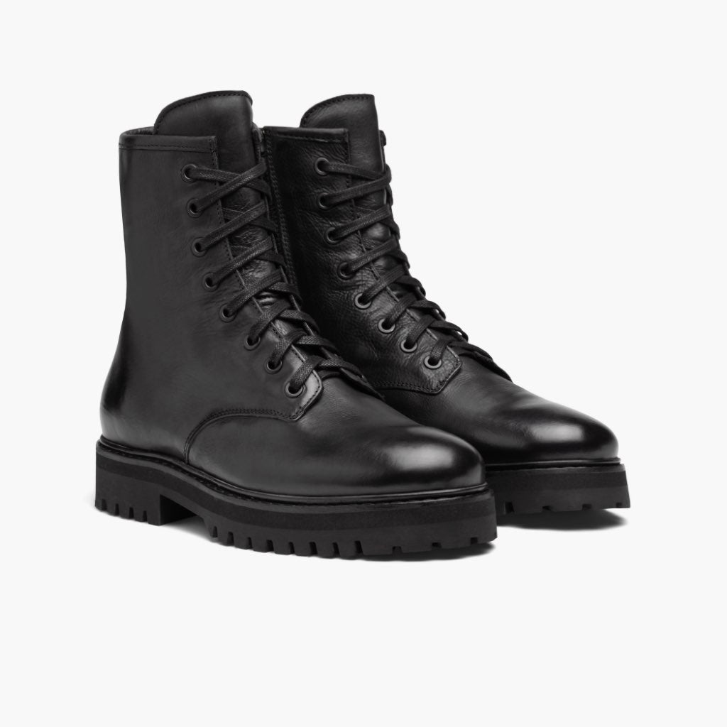 Black Full-Grain leather Boots - Strukturë e qepur Goodyear welt dhe maja e këpucës