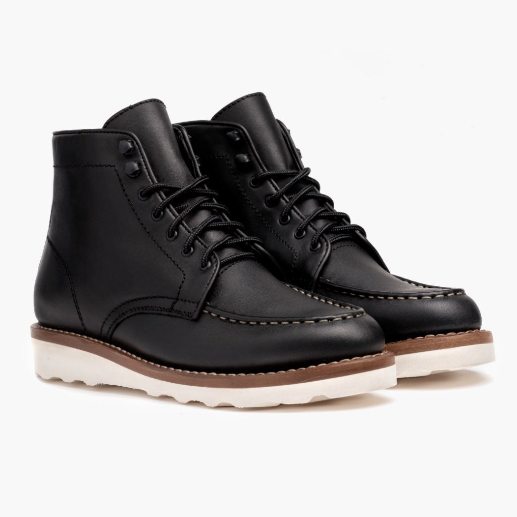 Black Full-Grain leather Boots - Strukturë e qepur Goodyear welt dhe maja e këpucës